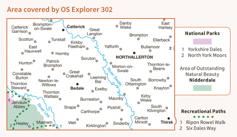OS Explorer Map 302 - Northallerton and Thirsk - Catterick and Bedale-2
